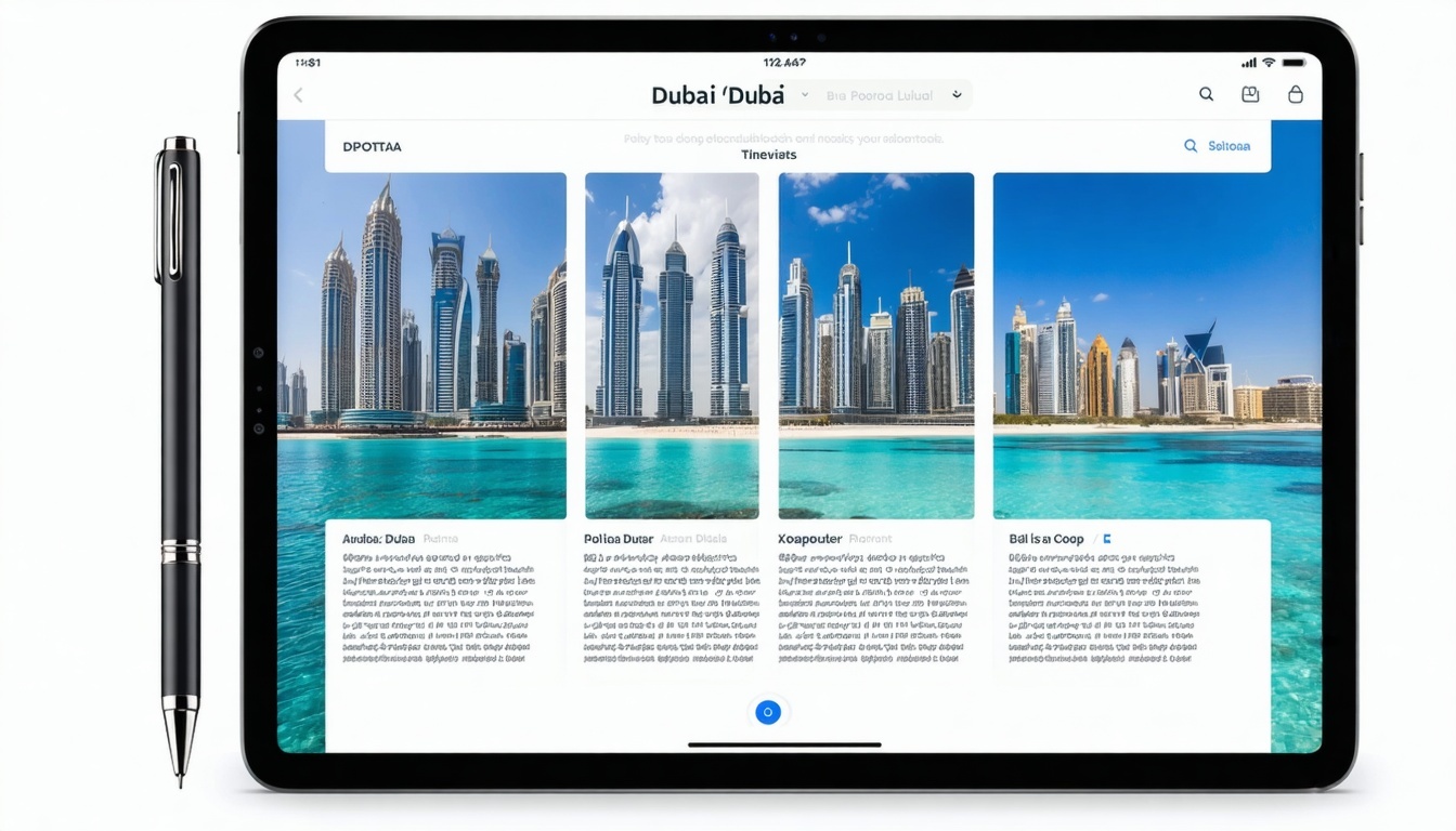 Customised Dubai travel itinerary on a digital tablet